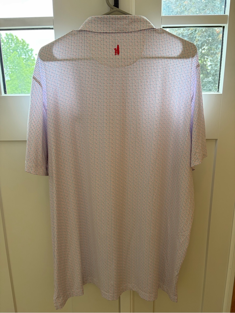 johnnie-O white pink blue Microdot Polo Golf Shirt Firestone Country Club XL - Picture 4 of 7